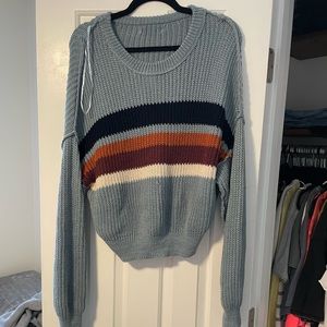 Boutique Stripped Cropped Sweater